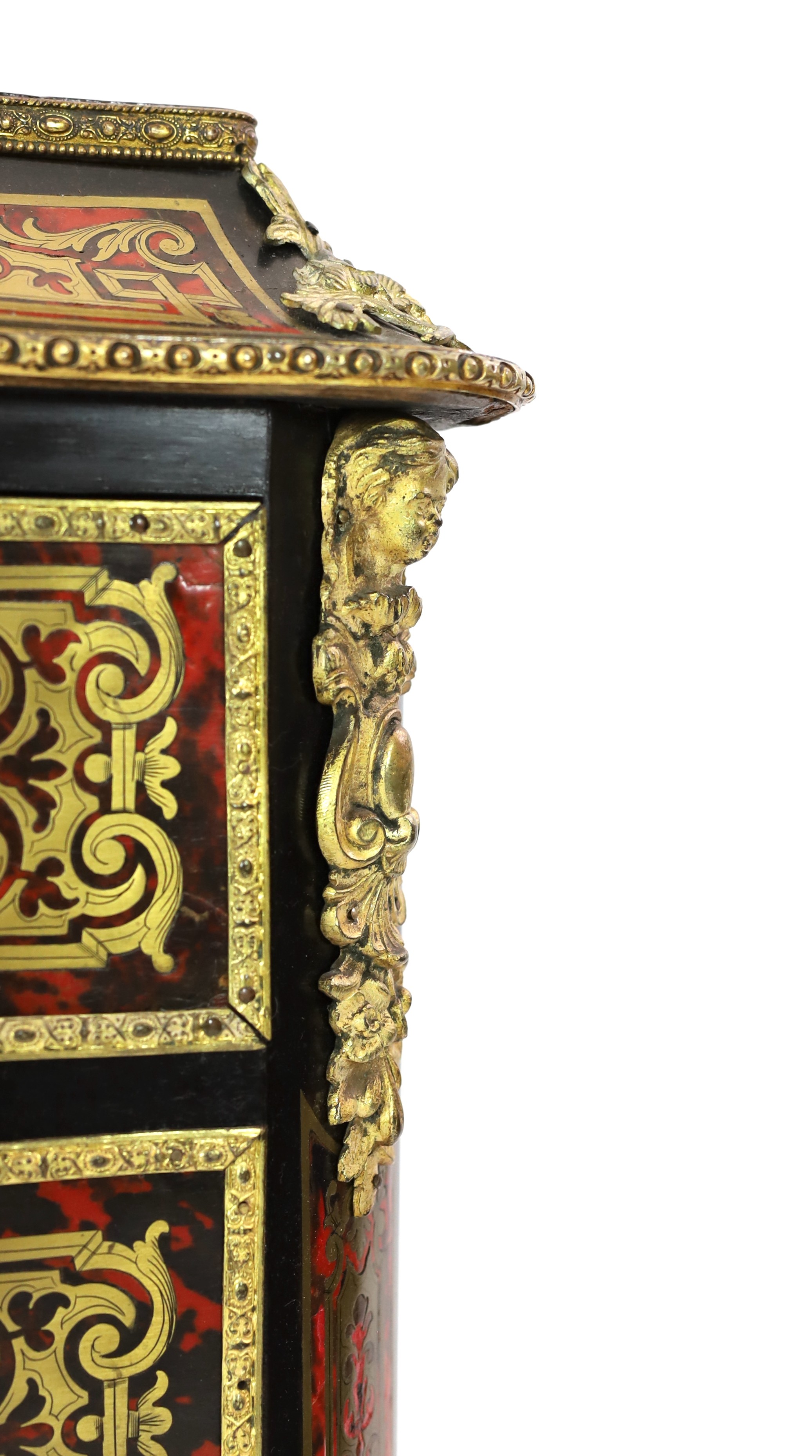 A 19th century French red boulle semanier/escritoire, width 66cm depth 37cm height 122cm